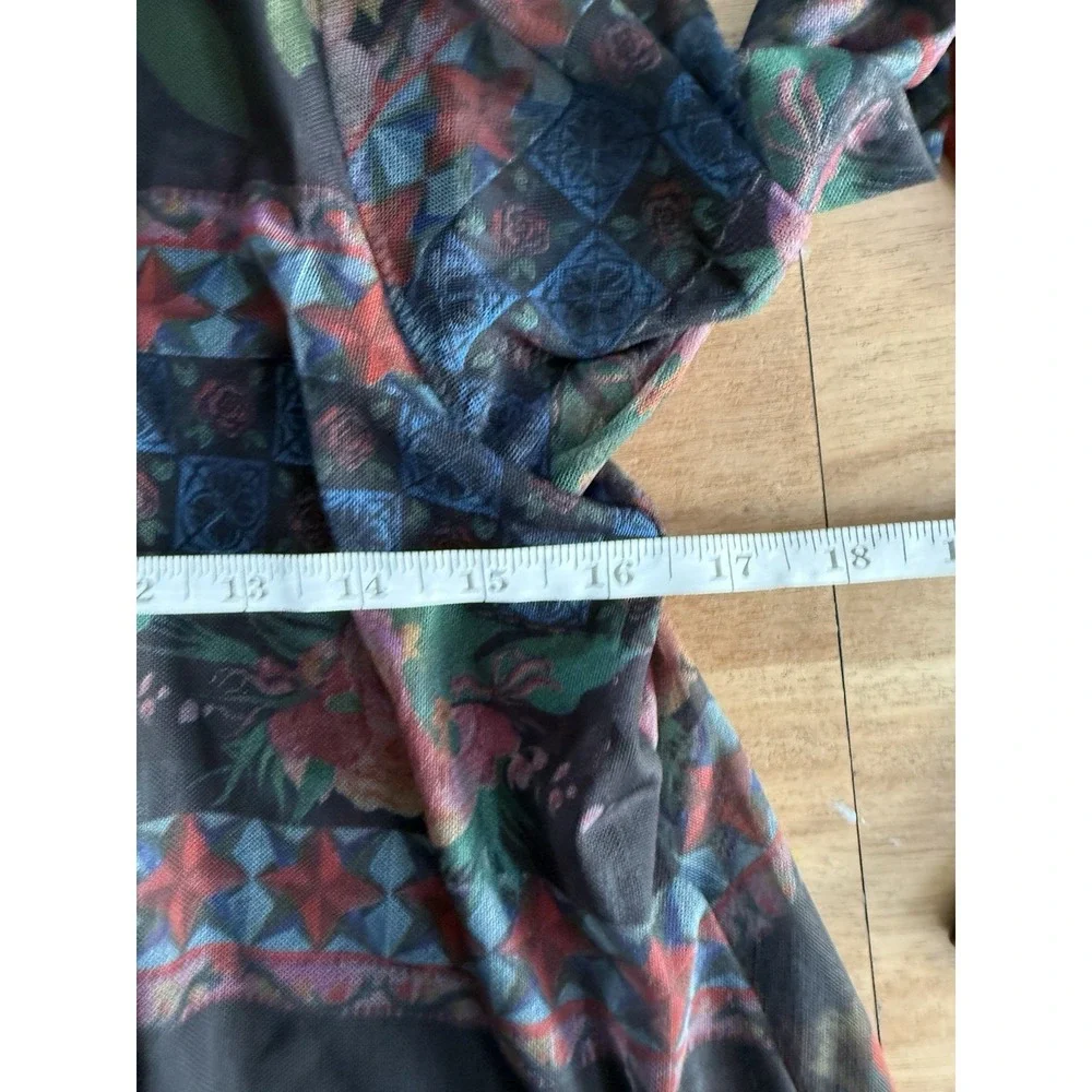 Desigual Logan Floral Mesh Layered Mini Dress Size M Long Sleeve Boho Artsy